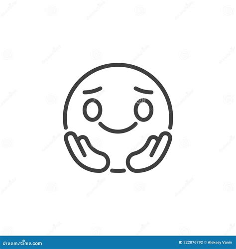 Happy Emoticon Face Line Icon Stock Vector - Illustration of dreamy ...