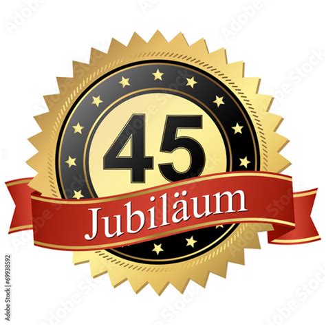 Jubilee Button With Banners German Jubiläum 45 Jahre Stockfotos Und