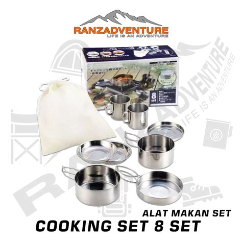 Jual Cooking Set Camping 8 Set Alat Masak Outdoor 8 Set Alat Makan Camping Shopee Indonesia