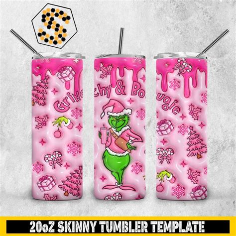 3D Grinch Fuel Inflated Tumbler Wrap SVGbees