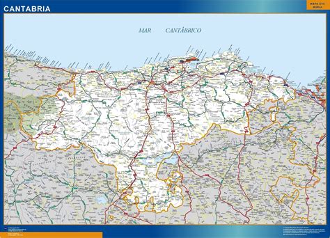 Mapa Cantabria carreteras grande Mapas grandes de pared de España y