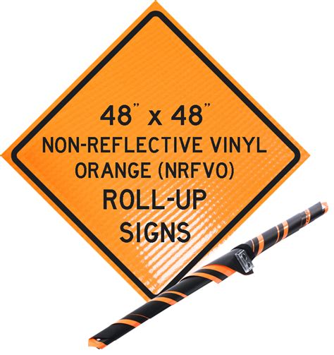 48 X 48 Roll Up Signs Non Reflective Fluorescent Orange Vinyl