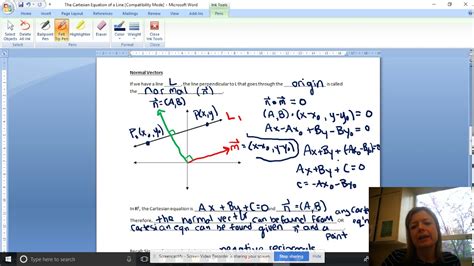 The Cartesian Equation Of A Line Youtube