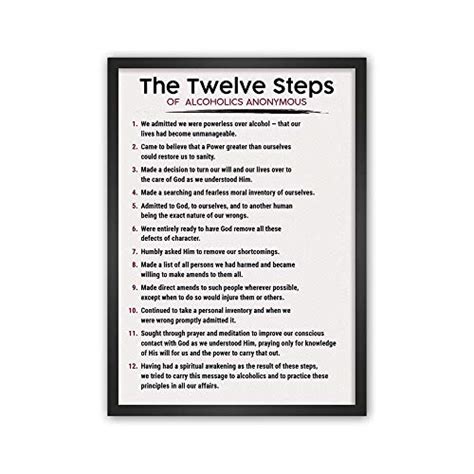 The 12 Steps Of Aa Alcoholics Anonymous Poster For Addiction Recovery Handmade