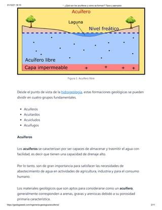 Qué son los acuíferos y cómo se forman tipos y ejemplos PDF