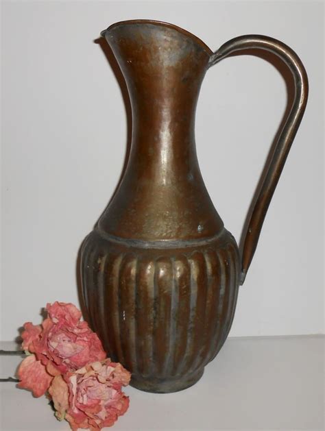 Vintage Pitcher Brass Water Pitcher Egypt Large Copper Etsy Water