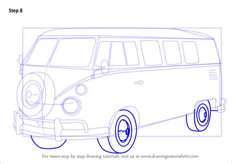 Step By Step How To Draw Volkswagen Bus Drawingtutorials