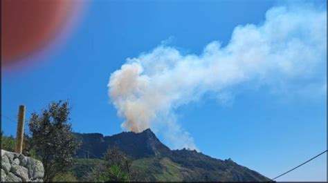 Ischia Vasto Incendio Sul Monte Epomeo Visibile Anche Da Monte Di