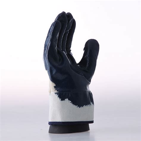 Blue Nitrile Work Gloves Fully Dipping Coated Glove Nitrile Coated