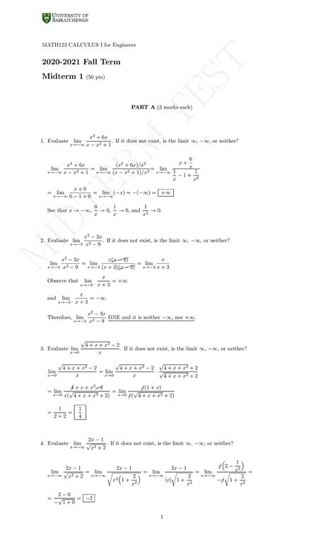 Midterm 1 October 2020 Questions And Answers Midterm Test Math123