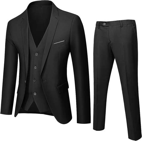 Buy Uninukoo Men Suits Slim Fit 3 Piece 1 Button Wedding Formal Business Tuxedo Suit Jacket