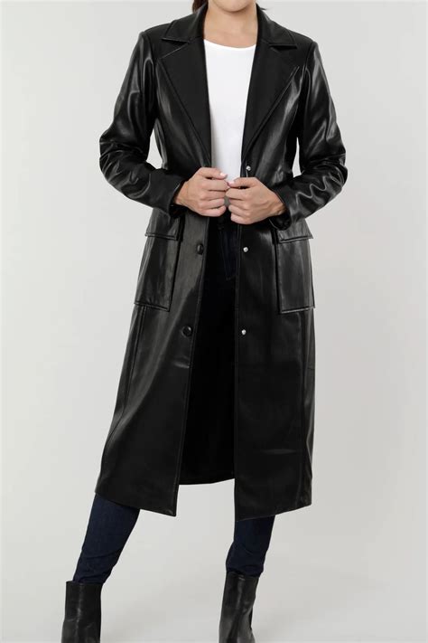 Vegan Leather Maxi Coat Shopperboard