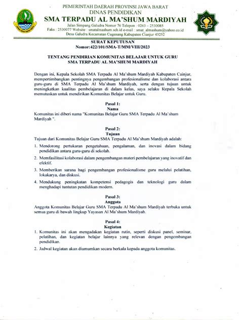 Surat Keputusan Komunitas Belajar Pdf