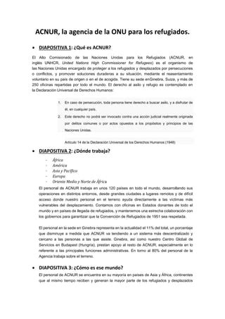 Texto Exposici N Acnur Ana Guijarro Hern Ndez Pdf