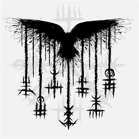 Premium Vector Norse Viking Black Brush Raven Symbol Lines