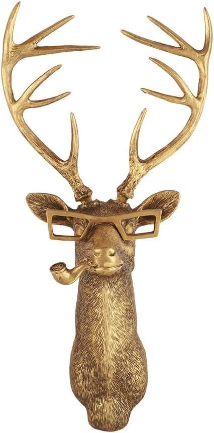 DAUERHAFT Deer Head Wall Sculpture Artificial Deer Head Antlers Wall