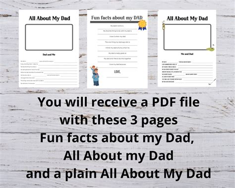 All About My Dad Questionnaire Printable Fathers Day T From Kids