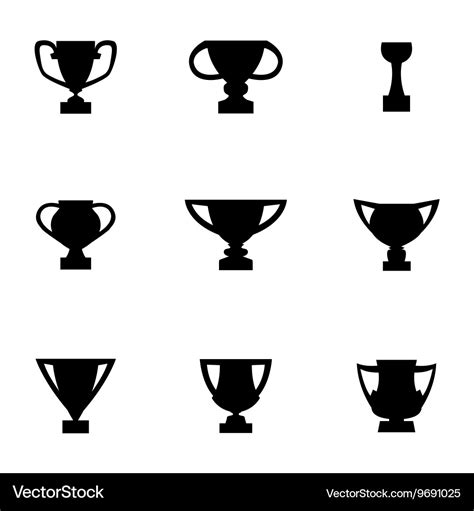 Black Trophy Icon Set Royalty Free Vector Image