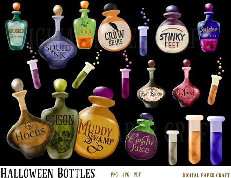 Halloween Clipart, Halloween Clip Art, Halloween Bottles, Instant ...