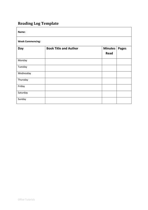 47 Printable Reading Log Templates For Kids Middle School And Adults