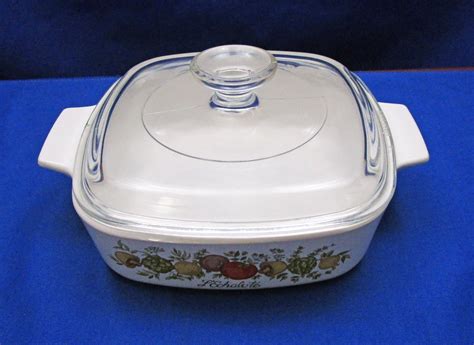 Vintage Corningware Spice Of Life Quart Casserole Dish With Glass