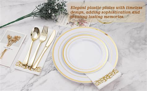 Amazon BESTVIP 175PCS Gold Disposable Dinnerware Set 25 Guests