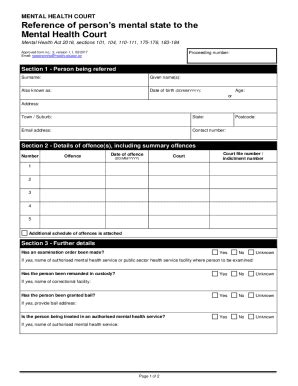 Fillable Online Mental Health Act 2016 Form 3 Reference Of Person S