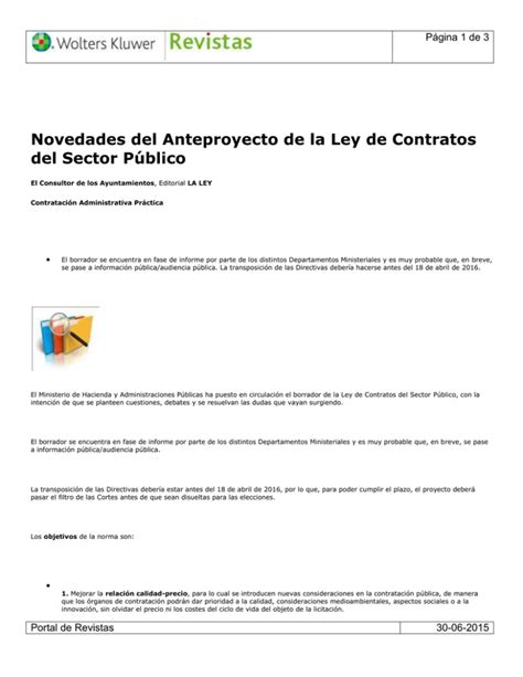 Novedades Del Anteproyecto De La Ley De Contratos Del Sector