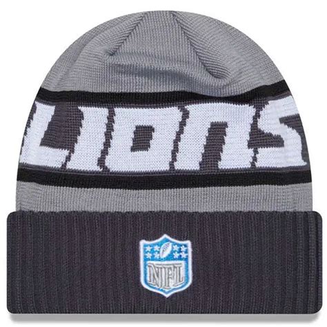 Detroit Lions New Era 2023 Sideline Tech Knit Hat Gray