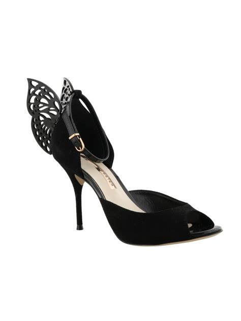 Sophia Webster Flutura Butterfly Wing Suede Sandals In Black Modesens