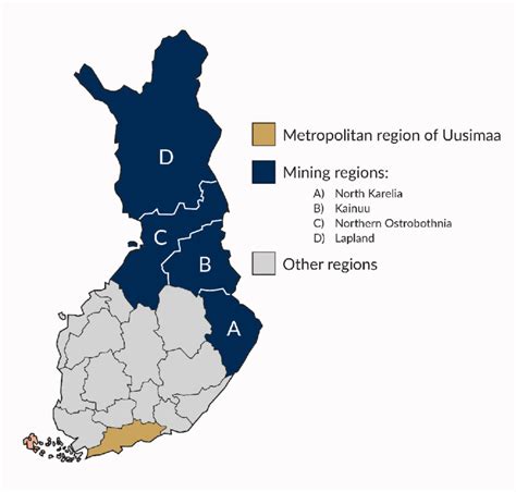 Map Of Finland Illustrating The Three Geographical Regions Of Interest