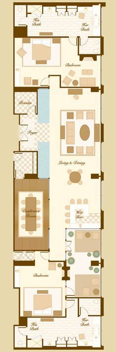 Las Vegas Suite Bellagio Penthouse Suite Floorplan 2 Bedrooms With