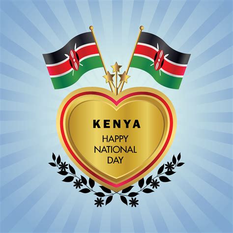 Kenya flag Independence Day with Gold Heart 21432648 Vector Art at Vecteezy