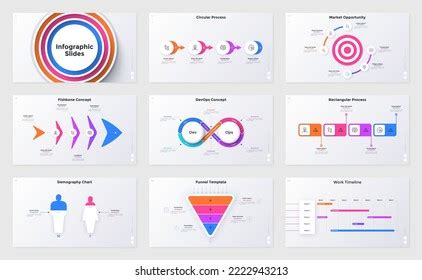 Set Infographic Presentation Pages Demographic Chart Stock Vector