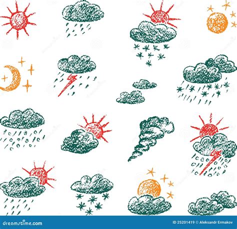 De Symbolen Van Het Weer Vector Illustratie Illustration Of Schets