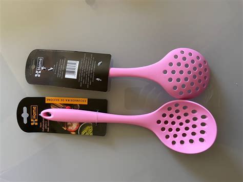 Kit Utesilio de cozinha Rosa silicone 5 peças colher espatula concha