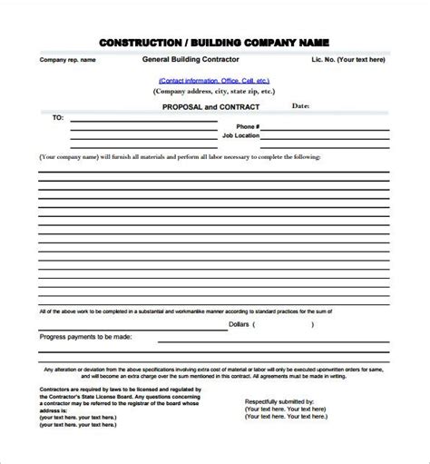 Construction Proposal Templates Free Word Excel Pdf Format