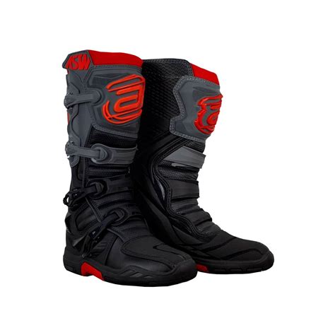 Bota Motocross Elevate Preto Cinza Vermelho Asw