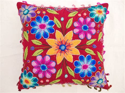 Boho Flower Pillows Turquoise Pillowcase Hippie Pillow Etsy