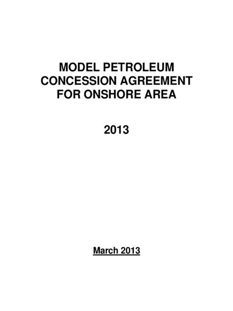 Fillable Online Model Petroleum Concession Agreement For Onshore Area