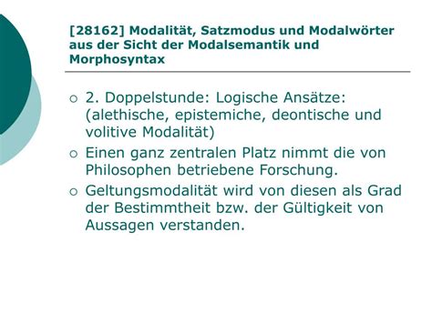 Ppt Modalit T Satzmodus Und Modalw Rter Aus Der Sicht Der