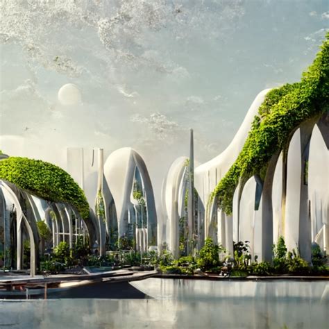 Solarpunk City Futuristic Organic Architecture Midjourney