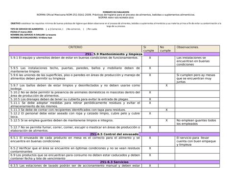 Formato Y Norma Y Formato De Evaluacion Norma