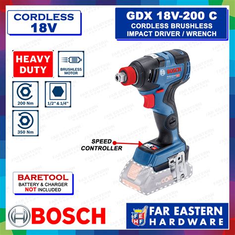 BOSCH GDX 18V 200 C Cordless Brushless Impact Driver Wrench Baretool