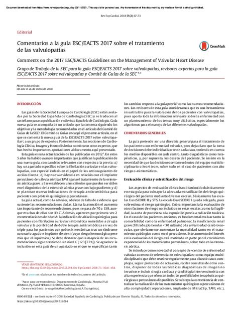 Pdf Comentarios A La Guía Esc Eacts 2017 Sobre El Tratamiento De Las