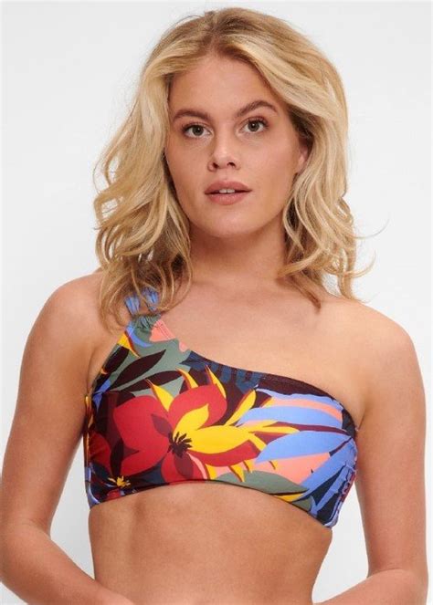 Lingadore Bright Leaves One Shoulder Bandeau Bikini Top Underwraps