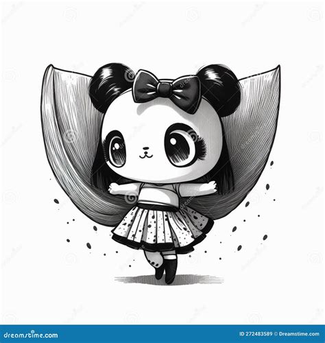 Kawaii Cute Panda Girl Coloring Book Stock Image Illustration Of