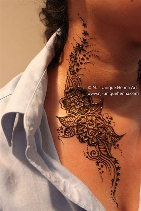 51 Adorable Neck Henna Tattoos