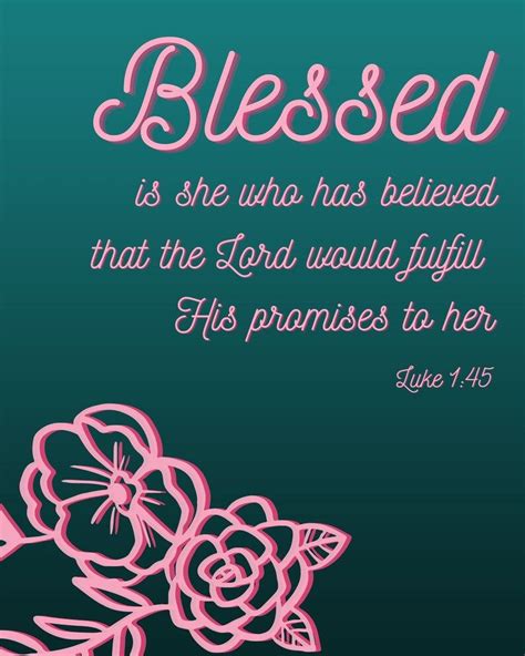 Luke 1 45 Blessed Is She Who Believed Bible Verse Wall Art Etsy Artofit