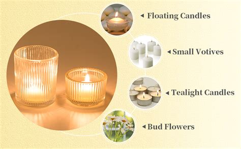 Hewory Glass Tealight Candle Holder 24 Pcs Tea Lights Candle Holder Clear Votive